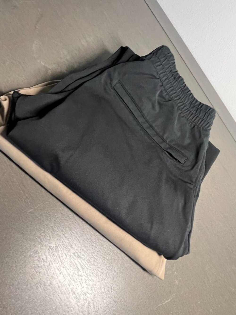 Two Pairs of Uniqlo Straight Front Athletic Pants (Tan & Black)